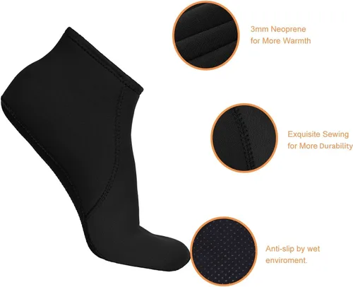 Miniatura 3 de FitsT4 Sports Calcetines de agua de neopreno de 0.118 in con aleta de esnórquel antideslizante para hombres y mujeres