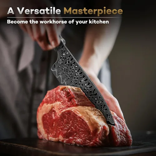 Miniatura 2 de Huusk Cuchillo de chef Damasco de 8 pulgadas, cuchillo de cocina japonés súper afilado Damasco VG-10, cuchillos de cocina profesionales con mango
