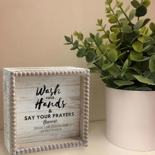 Miniatura 4 de Letreros de decoración de baño con marco de madera estilo bohemio, divertida placa decorativa para baño, pequeña y bonita, decoración de estante