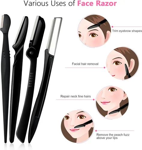 Miniatura 3 de Paquete de maquinilla de afeitar para cejas, multiusos, para mujeres, depilación facial, exfoliante, afeitadora facial de cejas, melocotón