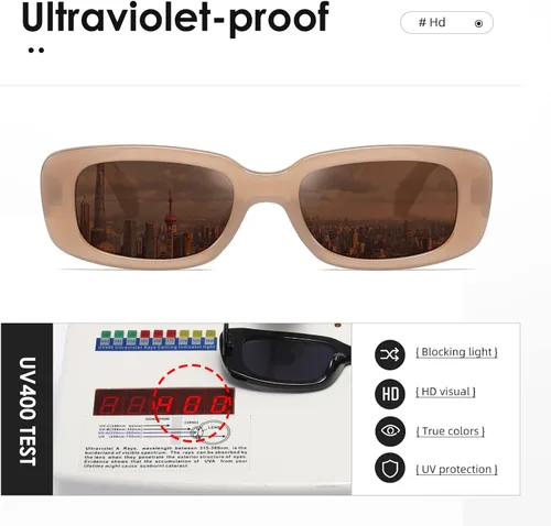 Miniatura 7 de kimorn Lentes de sol rectangulares para mujeres y hombres, modernos, retro, a la moda, gafas de sol vintage de los años 90, protección UV 400, marco