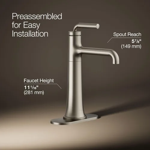 Miniatura 3 de Kohler 26437-4-BN Tone - Grifo alto para lavabo de baño con un solo mango, 1.2 gpm, níquel cepillado vibrante