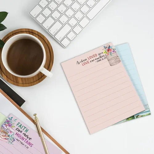 Miniatura 6 de 8 Pack Christian Sticky Notes Samll Scripture Inspirational Memo Pads Floral Design Adhesive Religious Bible Verse Quotes Notepads for Writing Diary