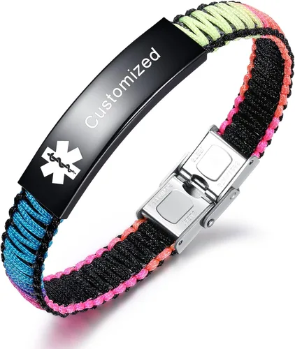 Miniatura 19 de JF.JEWELRY Pulsera de alerta médica para mujeres T1D T2D Pulsera de identificación de alerta médica para diabetes y epilepsia para niñas y niños
