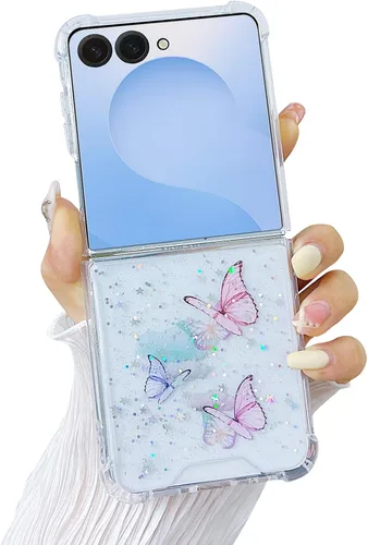 Miniatura 10 de Compatible con Samsung Galaxy Flip 4, funda transparente con flores secas prensadas, para mujeres y niñas, TPU suave a prueba de golpes, funda