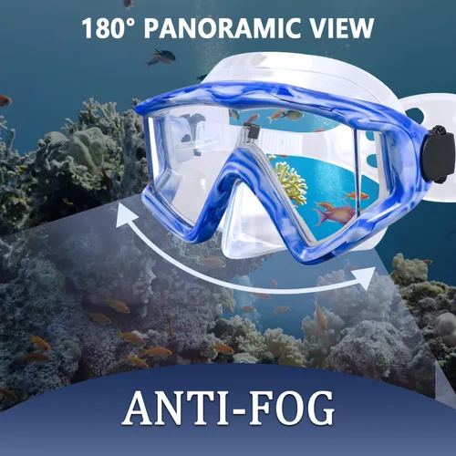 Miniatura 5 de Máscara de buceo Anti-niebla Natación Snorkel máscara adecuada para adultos Buceo Natación Snorkel Gafas Máscaras Azul/Blanco
