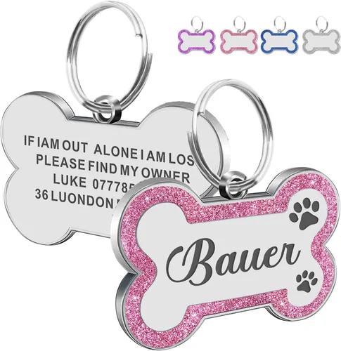 Miniatura 20 de Etiquetas para perros personalizadas para mascotas, etiquetas de nombre para perro, etiqueta para perro personalizada grabada con cualquier nombre