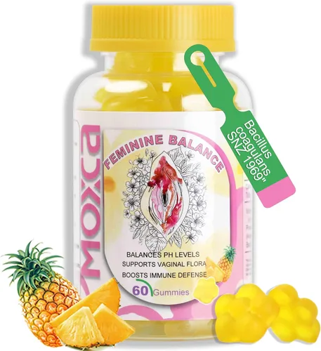 Gomitas de equilibrio femenino para mujeres, probióticos, vitamina C, fruta de piña, apoya la salud vaginal, el equilibrio del pH para las mujeres y