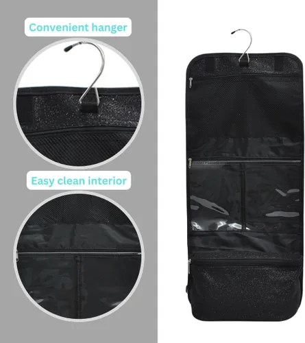 Miniatura 4 de NGIL Neceser colgante de viaje con purpurina para animadoras y equipos de baile, organizador de artículos de tocador y neceser para mujer, bolsa