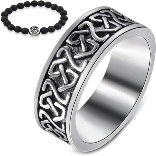 Anillo de nudo celta de acero inoxidable celtas vintage irlandés eterno amor fuerza joyería US talla 7-13