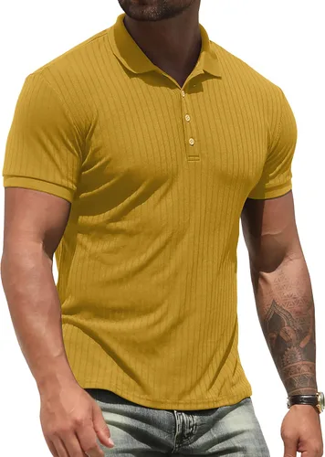NITAGUT Camisas polo para hombre, pantalones cortos y manga larga, camisas de entrenamiento ajustadas casuales