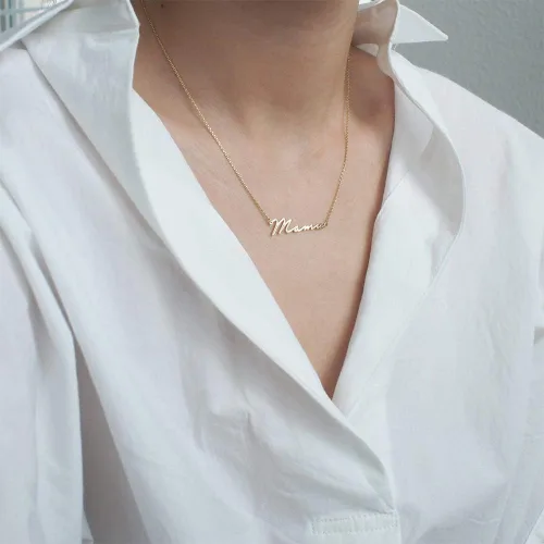 Miniatura 2 de Collar de plata esterlina 925, regalo para mamá, chapado en oro de 14quilates, collar con mama pequeño y lindo, regalo de hija, para madre