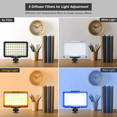 Miniatura 4 de Commlite CM-L50 - Luz LED de video para cámara, 50 LED 5700-6000 K, regulable, mini panel de luz para smartphones y cámaras, apto para Canon, Sony