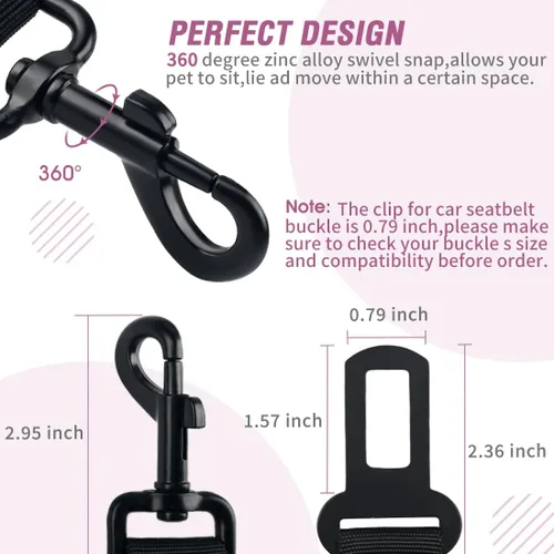 Miniatura 6 de COOYOO Cinturón de seguridad para perro, juego de 3 piezas retráctil, cinturones de seguridad ajustables para vehículo, nailon para mascotas, Set
