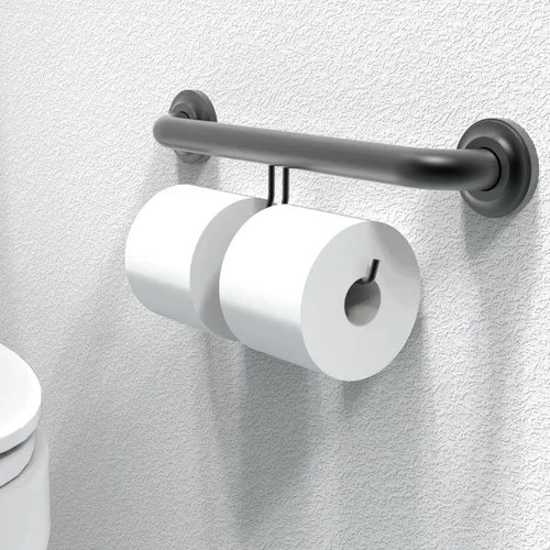 Miniatura 3 de Barra de agarre compatible con ADA con soporte para papel higiénico (2 megarrollos), soporte de peso de 500 libras, 1-1/4 x 16 pulgadas para montaje