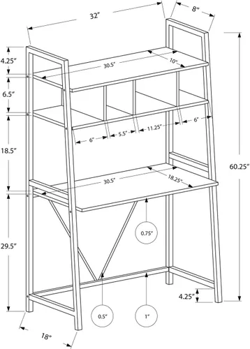 Miniatura 3 de Monarch escritorio para computadora de metal, Madera, Blanco