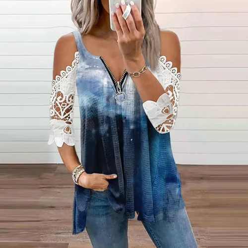 Miniatura 2 de Womens Shirts Dressy Casual 2023 Elegant Holiday Blouses Travel Casual Going Out Tops Short Sleeve T-Shirts