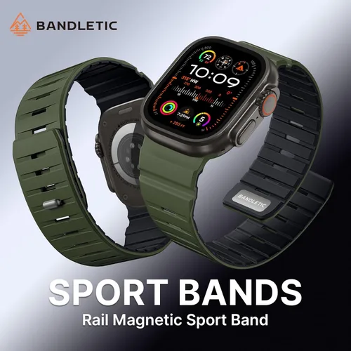 Miniatura 2 de Bandletic Magnetic Watch band Compatible with Apple Watch Bands - Magnet Bands 49mm 46mm 45mm 44mm 42mm Men Women, Rugged Silicone Strap for iWatch