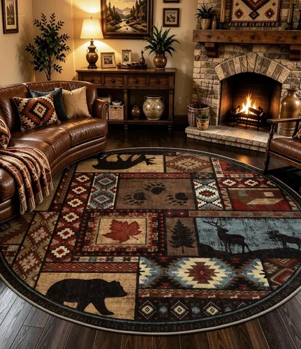 Miniatura 14 de Alfombra de pasillo de 2 x 6 pulgadas para interior - Alfombra de entrada rústica de cabaña con diseño de oso, antideslizante, de pelo bajo