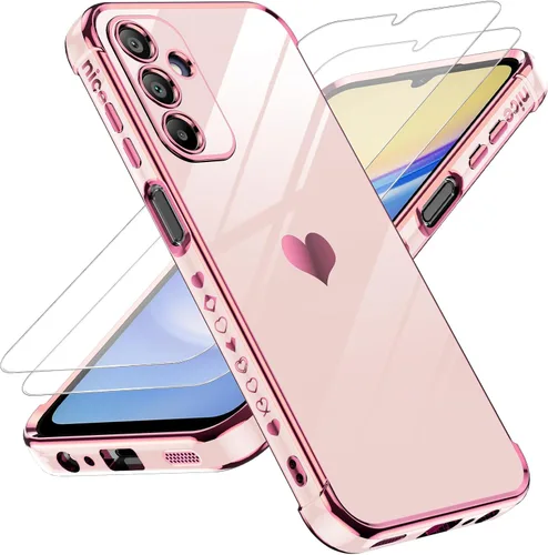 Miniatura 88 de LeYi for Moto G 5G 2025 Case: with Tempered Glass Screen Protector [2 Pcs]+ Full Camera Lens Protection,Love Heart Plating Cute Luxury Soft TPU