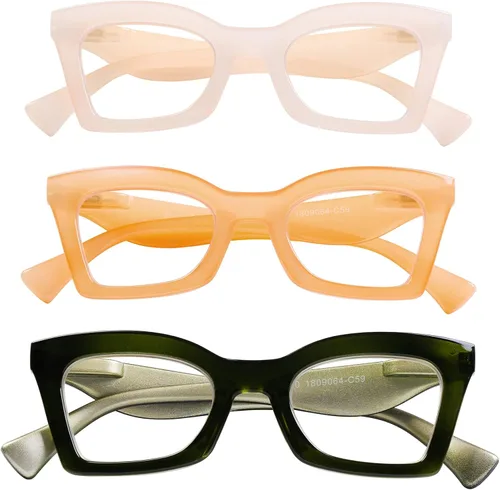 Miniatura 11 de AQWANO Elegantes gafas de lectura con luz azul para mujer, diseño cuadrado de ojo de gato, lentes para lectura de computadora