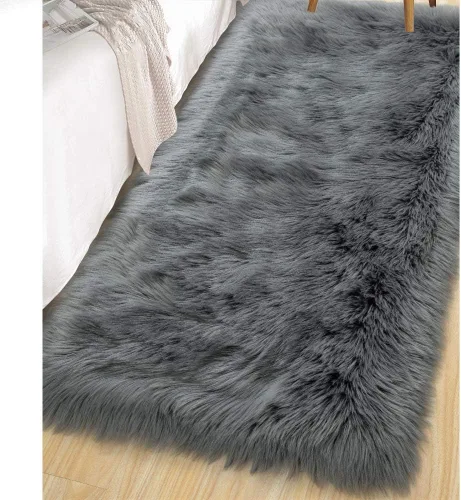 Miniatura 13 de LOCHAS Alfombra mullida ultrasuave, alfombra de pelo sintético de oveja, para el dormitorio, para colocar junto a la cama, para la sala