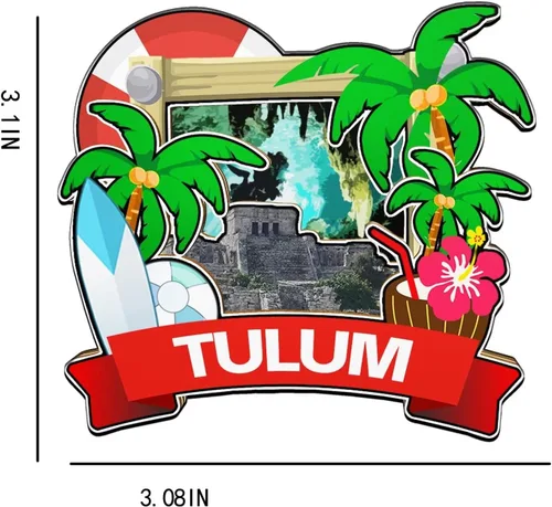 Miniatura 3 de Tulum - Imán de México para nevera, monumentos de madera 3D, recuerdos coleccionables de viaje, decoración hecha a mano, 2021
