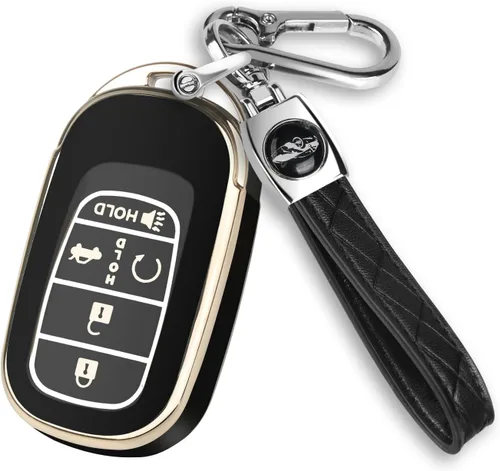 QBUC Funda para llavero Honda con llavero, protector de funda compatible con llave remota inteligente Honda Accord Civic HRV CRV Pilot 2022-2026