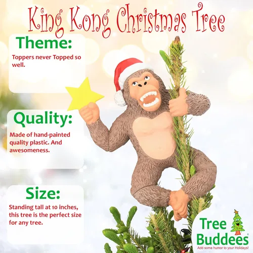 Miniatura 2 de Tree Buddees King Kong Climbing The Tree - Decoración para árbol de Navidad, grande, 10 pulgadas
