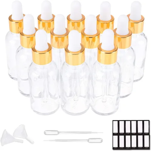 Miniatura 17 de PrettyCare Paquete de 4 botellas con cuentagotas de aceites esenciales, botellas vacías de tintura para cuidado personal y belleza, Ámbar