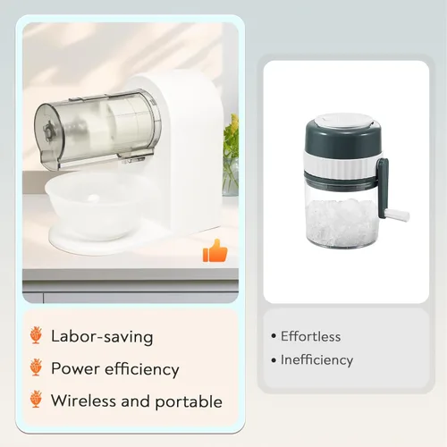 Miniatura 7 de Máquina de hielo afeitado con cono de nieve, máquina de afeitar eléctrica de hielo con 2 tazas de molde de hielo de plástico utilizables, máquina