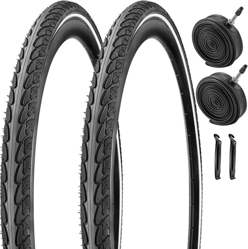 Neumático de bicicleta 700X35C con neumáticos de bicicleta plegables de pared reflectante 2 Neumáticos 2 Tubos 2 Palancas