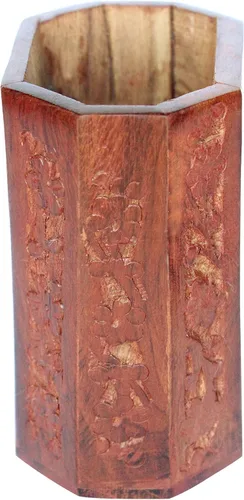 Miniatura 3 de IBLAY Organizador de suministros de escritorio de malla para bolígrafos/portalápices de madera, diseño único para escritorio, oficina y decoración