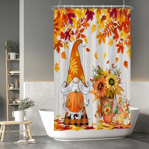 Miniatura 138 de Cortina de ducha de fantasma y gato negro para niños, 36 x 72 pulgadas, espeluznante y bonita, cortina de baño de Halloween con 6 ganchos, cortina