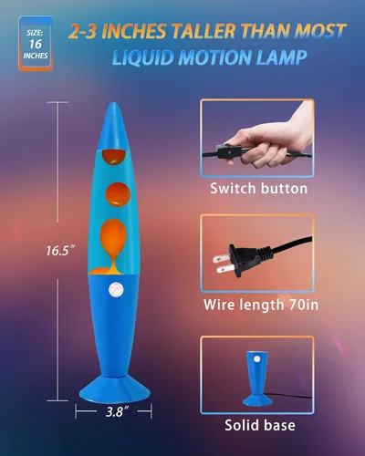 Miniatura 6 de Vanful Lámpara de movimiento de líquido naranja de 16 pulgadas para adultos y niños, lámpara de magma azul establece el ambiente para la decoración