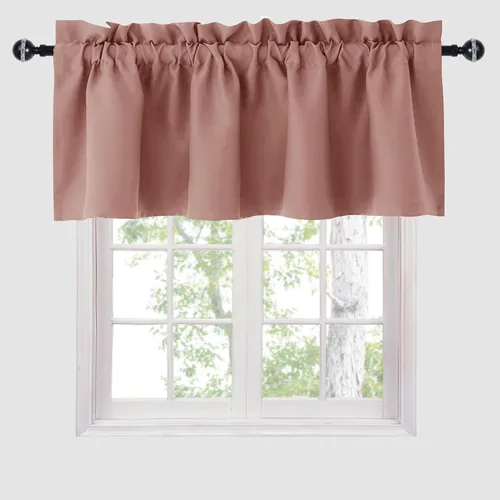 Miniatura 9 de Hiasan - Cortinas de cenefa negras con bolsillo para barra, cortinas opacas para ventanas de cocina, 52 x 18 pulgadas de largo, 1 panel Negro