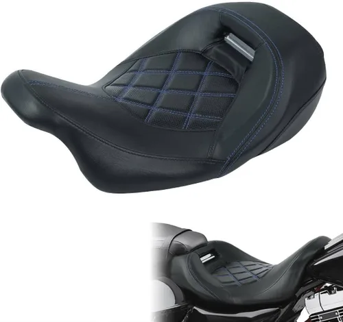Miniatura 13 de TCT-MOTORPARTS Driver Rider - Almohadilla de respaldo para Harley Touring 2009-2023 Road King Street Road Electra Glide Ultra Black Stitching