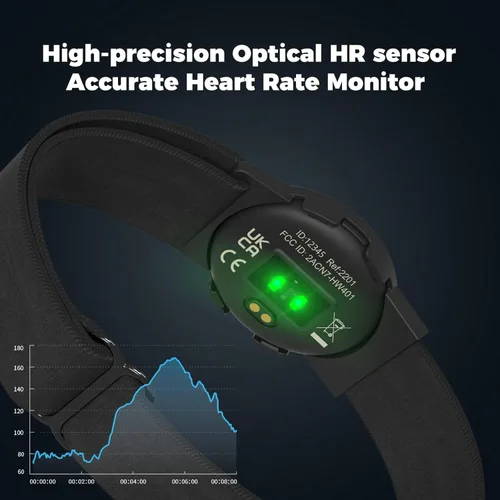 Miniatura 4 de moofit Brazalete con monitor de frecuencia cardíaca HW401, resistente al agua IP67, compatible con Bluetooth/ANT+, pulsera con sensor de frecuencia