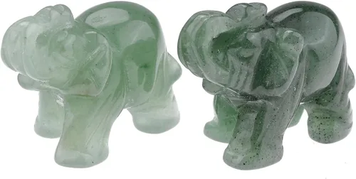 Miniatura 3 de Jovivi 2 piezas de piedras preciosas curativas talladas naturales de elefante de cristal, estatuas de 1.5 pulgadas, decoración del hogar, decoración
