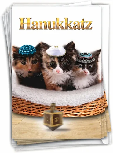 Miniatura 11 de NobleWorks - Perros de Hanukkah - 12 divertidas tarjetas de Janucá en caja - Juego a granel tarjetas navideñas judías, B2547HKG