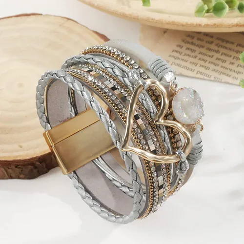Miniatura 5 de Long tiantian Pulseras de cuero boho para mujer, lindas pulseras apilables de verano con corazón para mujer, regalos de moda 2024