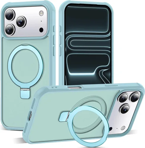 Miniatura 12 de SKYLMW – Funda compatible con iPhone 12 Pro Max y iPhone 13 Pro Max con soporte magnético invisible tipo anillo, fundas translúcidas para teléfonos