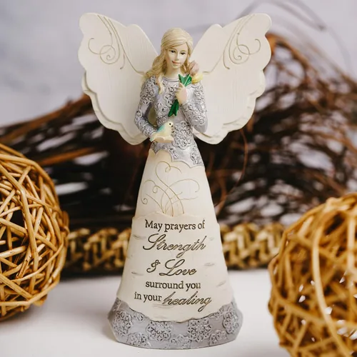 Miniatura 36 de Pavilion Gift Company 82433 Bless This Home - Figura de ángel ébano de 6 pulgadas, color crema