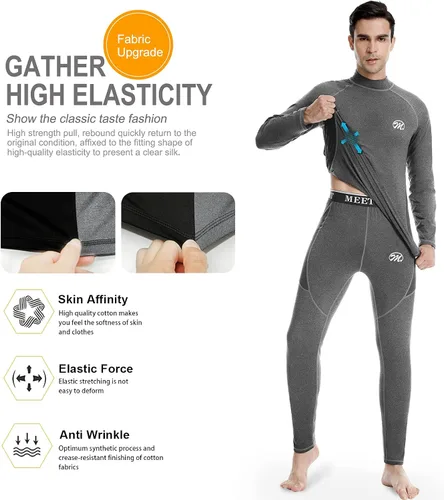 Miniatura 4 de MEETWEE Conjunto de ropa interior térmica para hombre, equipo de esquí de invierno, forro polar, capa base larga, cálida, parte superior e inferior