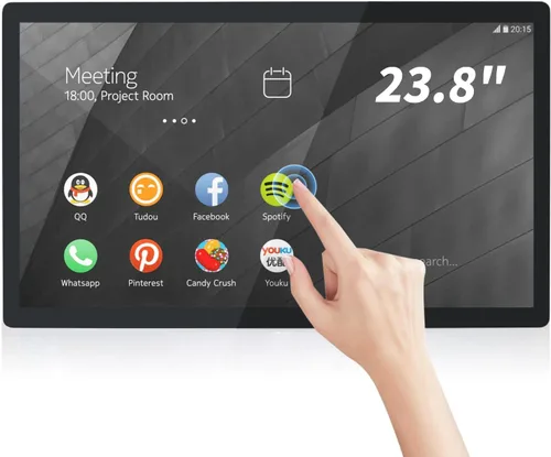 Tableta con monitor de pantalla táctil Android 11 de 23.8 pulgadas, 16:9 FHD 1080P, WiFi y BT, altavoces integrados, RK3568 4GB RAM y 32GB ROM,