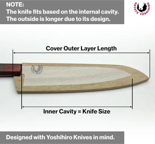 Miniatura 6 de Yoshihiro Protector magnético de hoja de madera de roble Saya para cuchillo Gyuto 7 IN (7.087 in)
