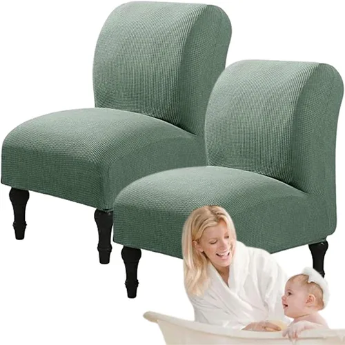 Miniatura 50 de Fundas elásticas para silla sin brazos, extraíbles y lavables, de elastano jacquard sin reposabrazos, protector de muebles para sala de estar, Verde