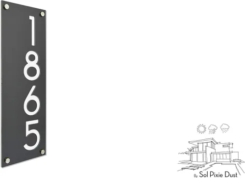 Miniatura 3 de Números de casa modernos, aluminio gris metálico con acrílico blanco - Vertical 2 - Dirección contemporánea - Placa de señal - Número de puerta