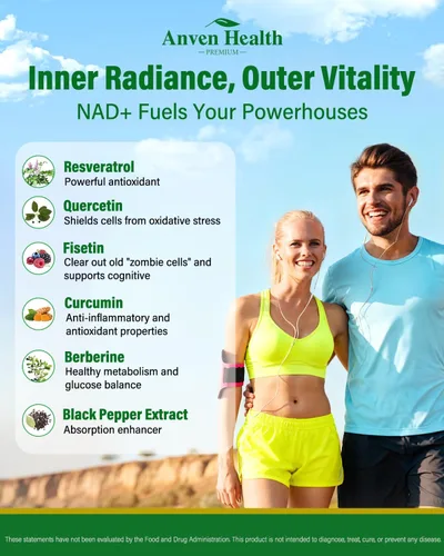 Miniatura 7 de Suplemento liposomal NAD+ nicotinamida ribósido de 550 mg con trans-resveratrol 200 mg - Quercetina, fisetina para el metabolismo, energía celular