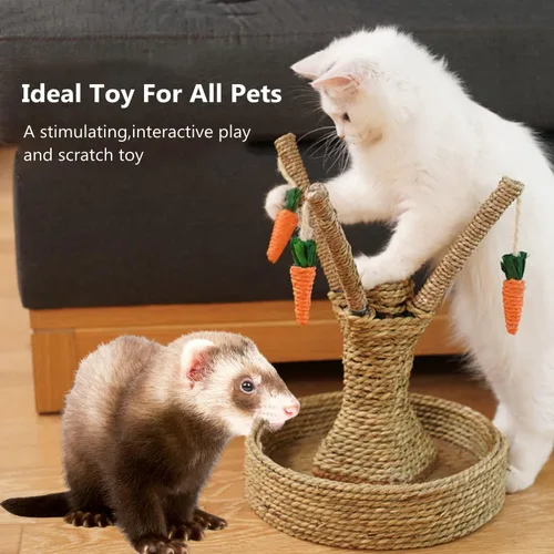 Miniatura 7 de Rascador de hurón, conejito de árbol, juguetes para masticar, gato, ratán, césped, trepador, árbol divertido, zanahoria, juguetes para animales